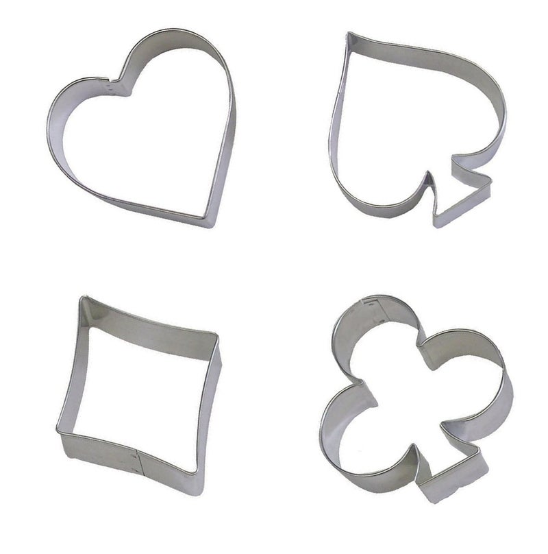 Lchen Cookie Cutter,4 Pieces Poker Stainless Steel Cookie Cutters Playing Card Cake Biscuit Decorating Bakeware Tool Diamonds Spade Club Heart Shape - Image 1